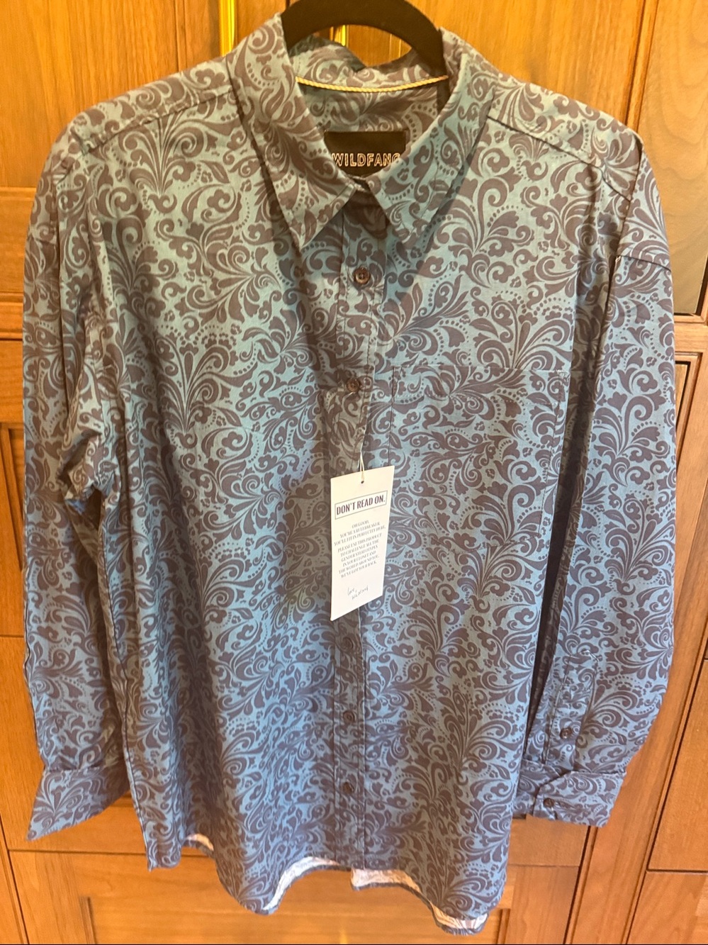Wildfang Blue Paisley Shirt  - Button Front with Pocket